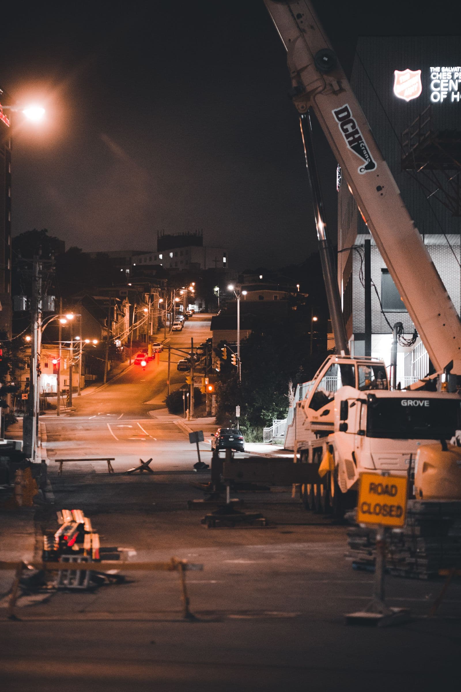Construction site at night