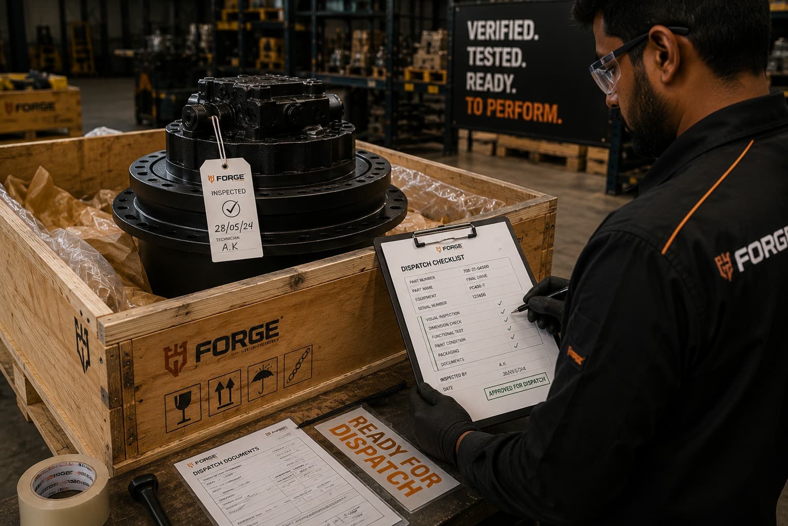 Forge technician completing a technical inspection checklist